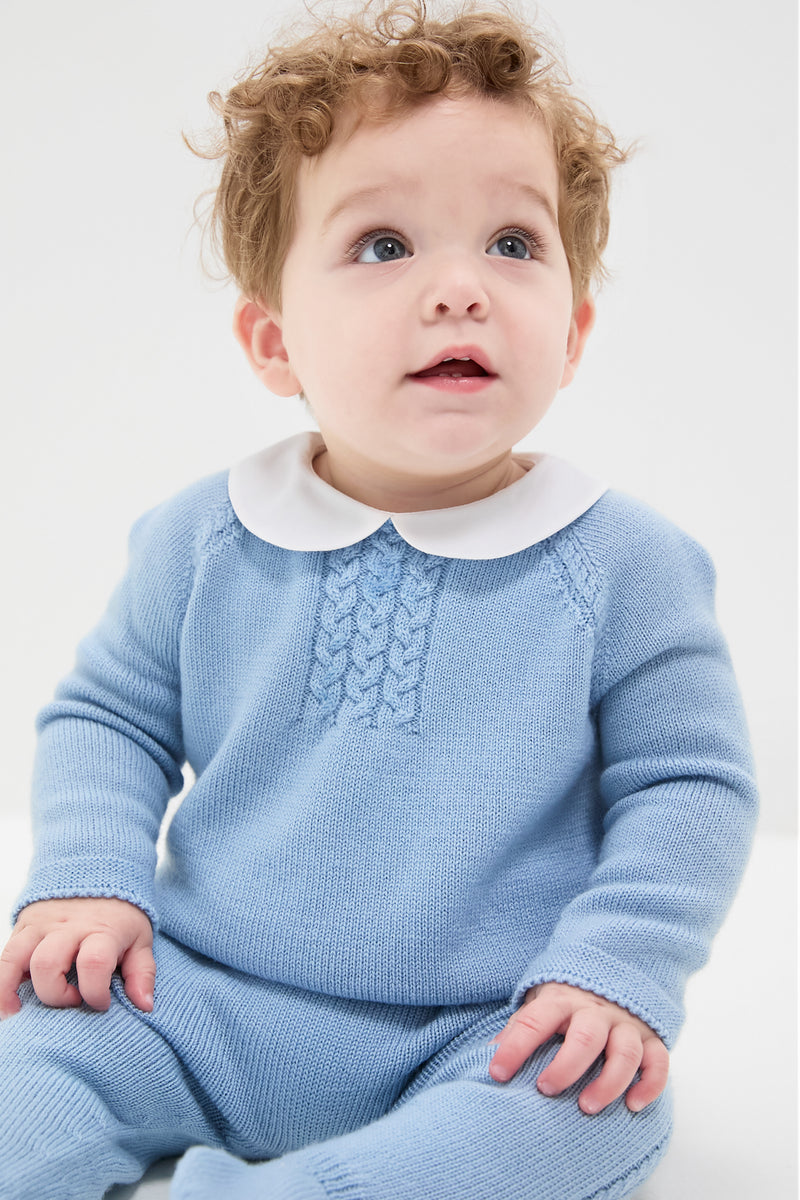 Dusty Blue Celyn Merino Baby Knitted Set