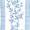 A blue and white pattern featuring birds on branches in a central vertical design, framed by intricate geometric motifs.