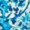 Abstract blue, white, and teal pattern features swirling and overlapping shapes, creating a textured, watercolor-like appearance.
