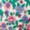 A colorful floral pattern featuring pink, purple, and red flowers with green leaves scattered throughout, creating a vibrant design.