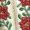 Patterned fabric featuring red berries and green leaves framing a beige vertical stripe.