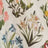 A pattern of various colorful flowers and green leaves creates a lively, fresh design.