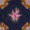A symmetrical geometric pattern featuring a pink star shape in the center, accented by orange-brown shapes in the corners, creates a striking, modern design.