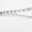 A silver necklace featuring a series of small, evenly spaced geometric pendants is displayed with modern elegance.