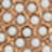 A close-up of a grid of white circular objects set in a brown background, shown in a blurred image.
