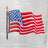 Embroidered patch of the United States flag with a gold-tipped flagpole, featuring vivid red and white stripes and white stars on a blue field—perfect for collectors or patriotic displays.