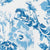 Blue and white floral pattern featuring large, abstract flowers and leaves arranged in a lively composition.