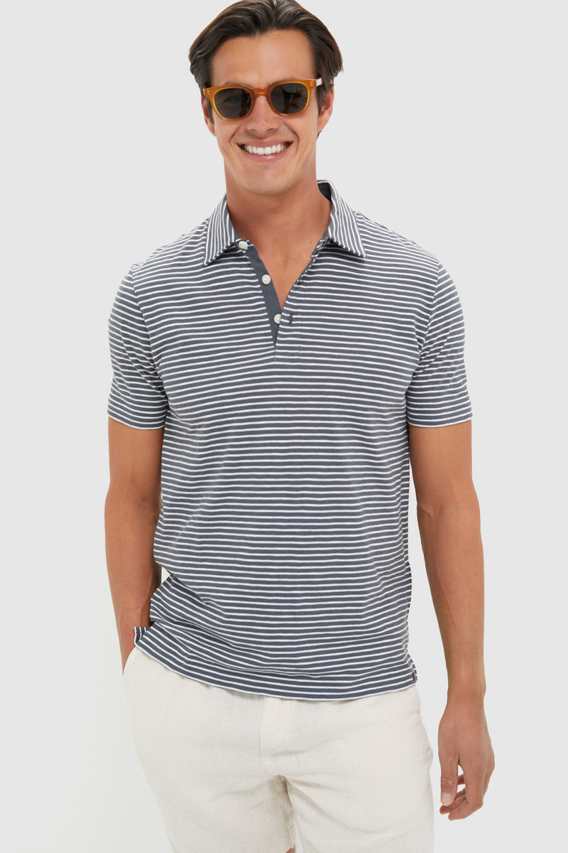 Ocean Stone Stripe Sunwashed Tee Shirt Polo