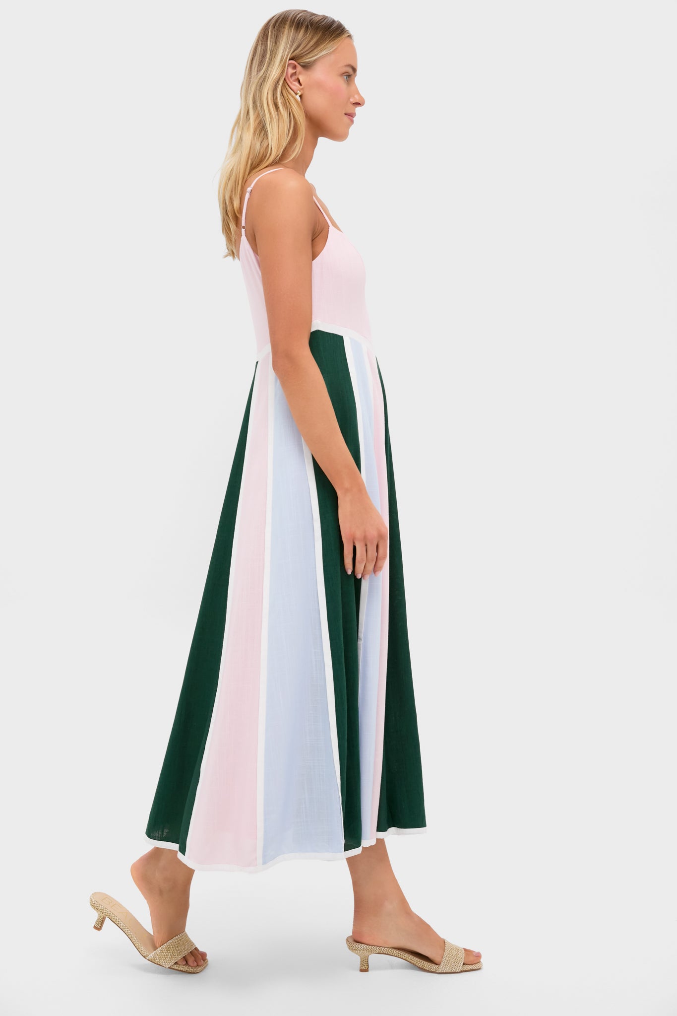 Pink, Green & Blue Striped Baxter Maxi Dress