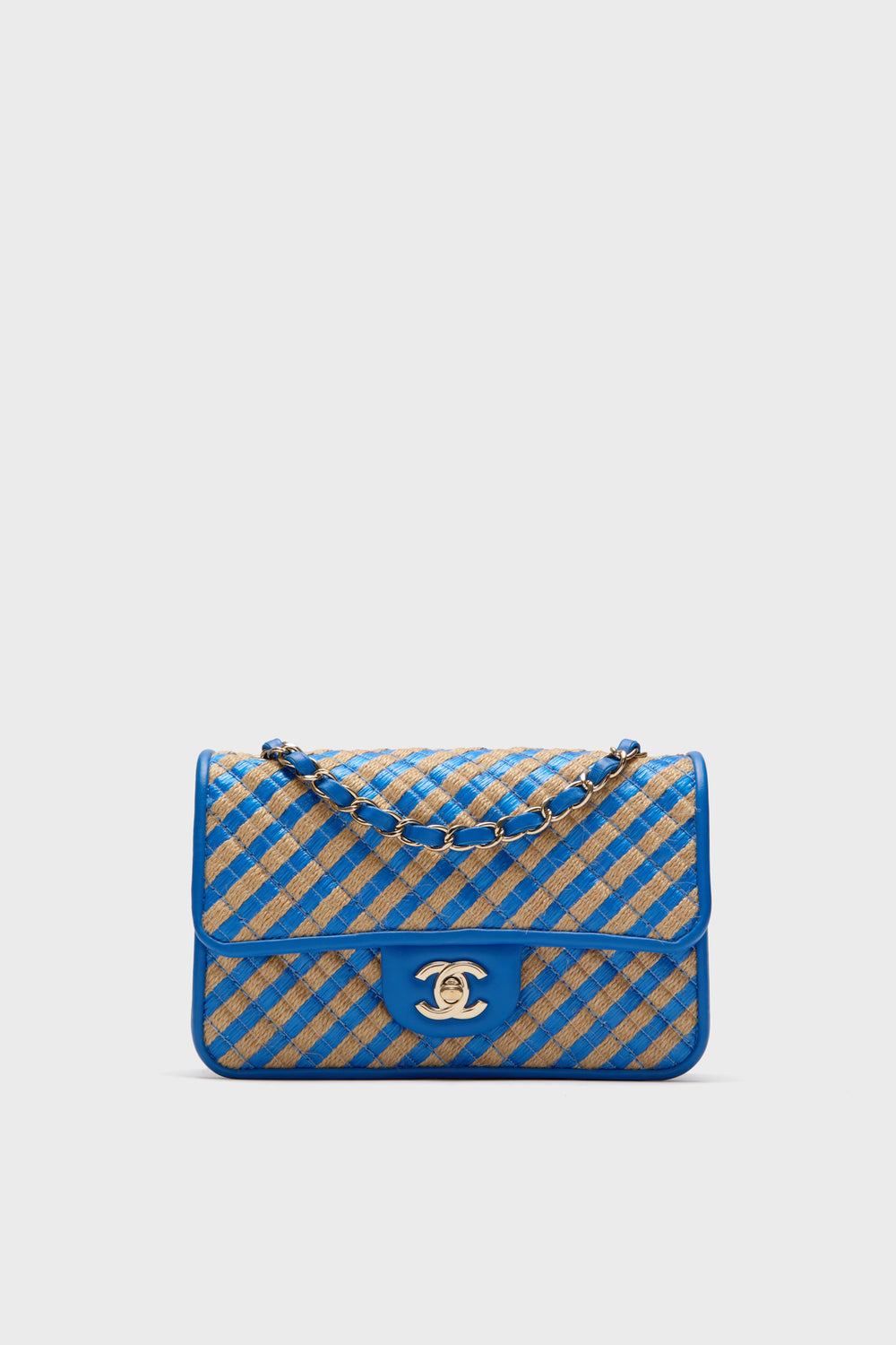 CHANEL Blue Small Raffia and Jute Urban Jungle Single Flap Bag