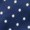 Close-up of a navy blue textile featuring a white polka dot pattern.