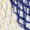 Close-up of two textile patterns: off-white braided fibers on the left and dark blue and white checkered cotton fabric on the right.