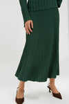 Dark Green Pleated Midi Skirt