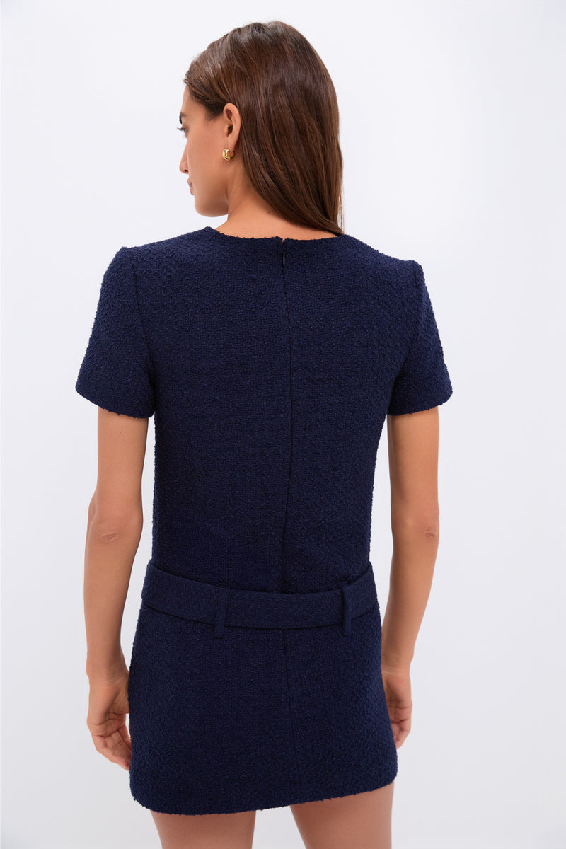Navy Boucle Mini Dress