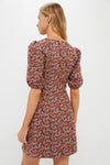 Mauve Ditsy Floral Button Front Corduroy Bryant Mini Dress