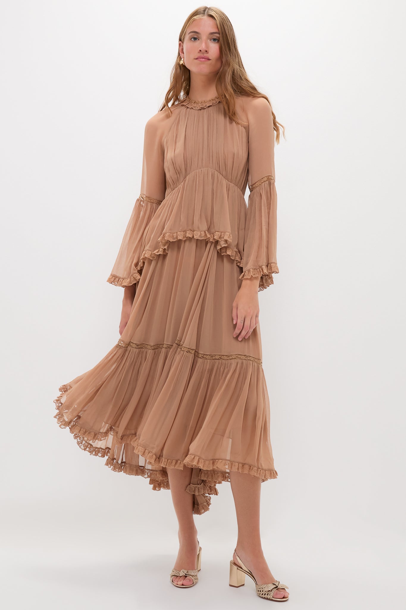 Biscuit Hypnotic Peplum Flutter Dress | Zimmermann