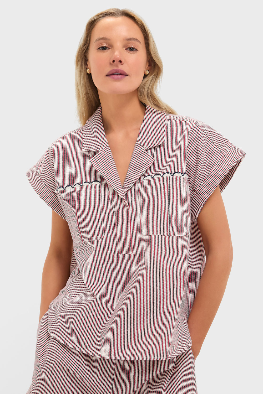 Red and Blue Stripe Scottie Shirt