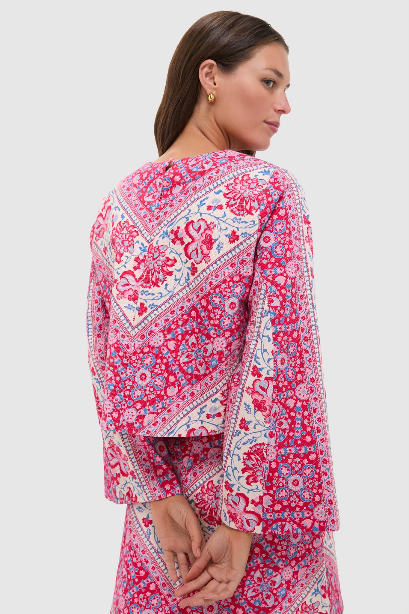 Cerise Chevron Cotton Maxine Top