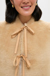Cream Elliot Shearling Tie-Front Vest