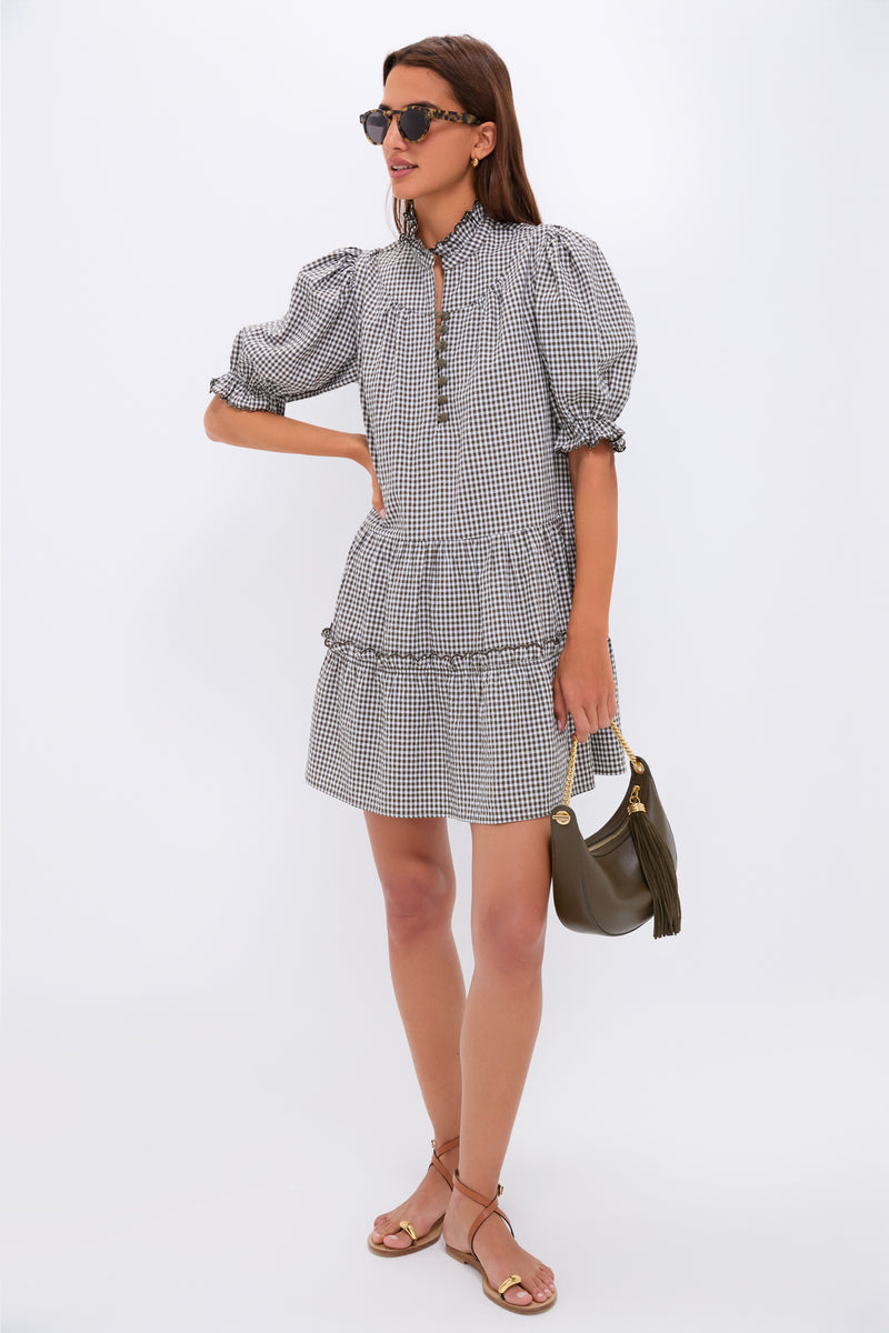 Green Gingham Mini Selena Dress