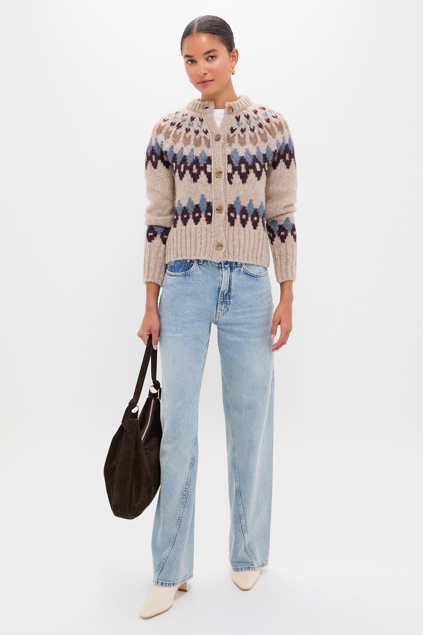 Oatmeal Melange Multi Christina Fairisle Cardigan