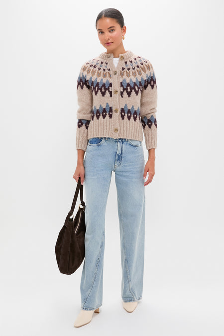 Oatmeal Melange Multi Christina Fairisle Cardigan
