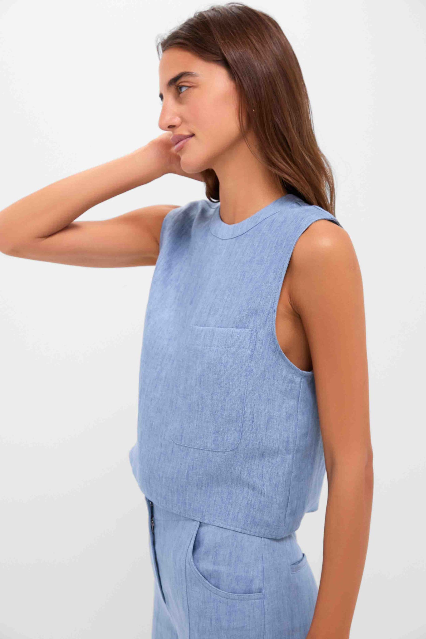 Light Indigo Cropped Muscle Tank