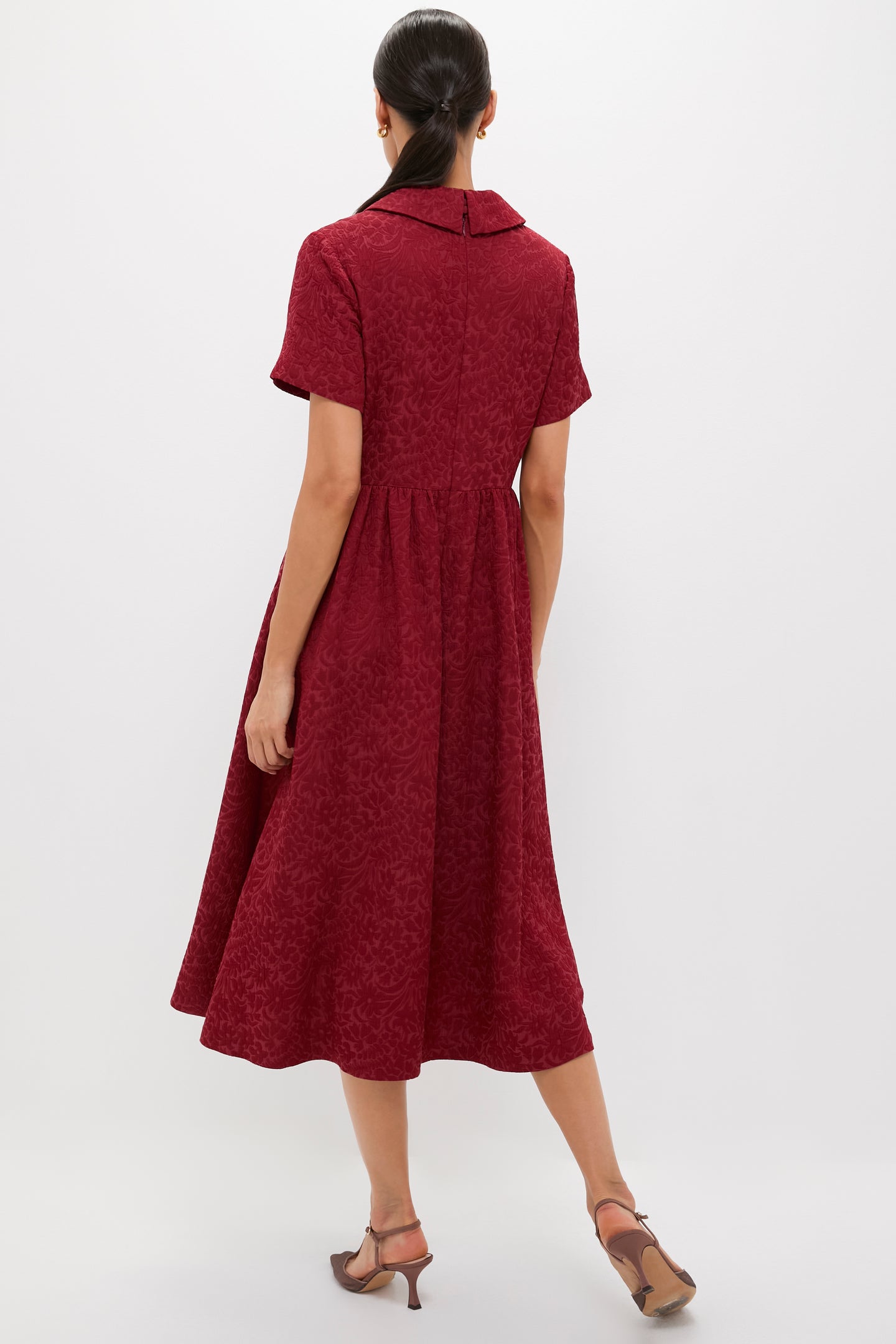 Cranberry Jacquard Adelaide Dress