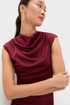 Oxblood Burke Draped Midi Dress