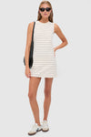 Natural and Midnight Margo Stripe Sleeveless Mini Dress