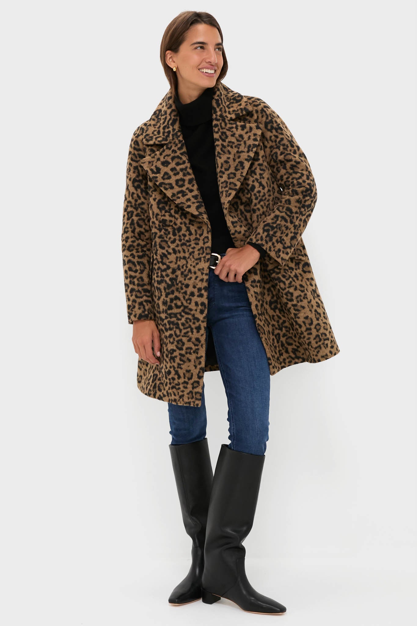 Leopard Brushed Wool Harley Peacoat