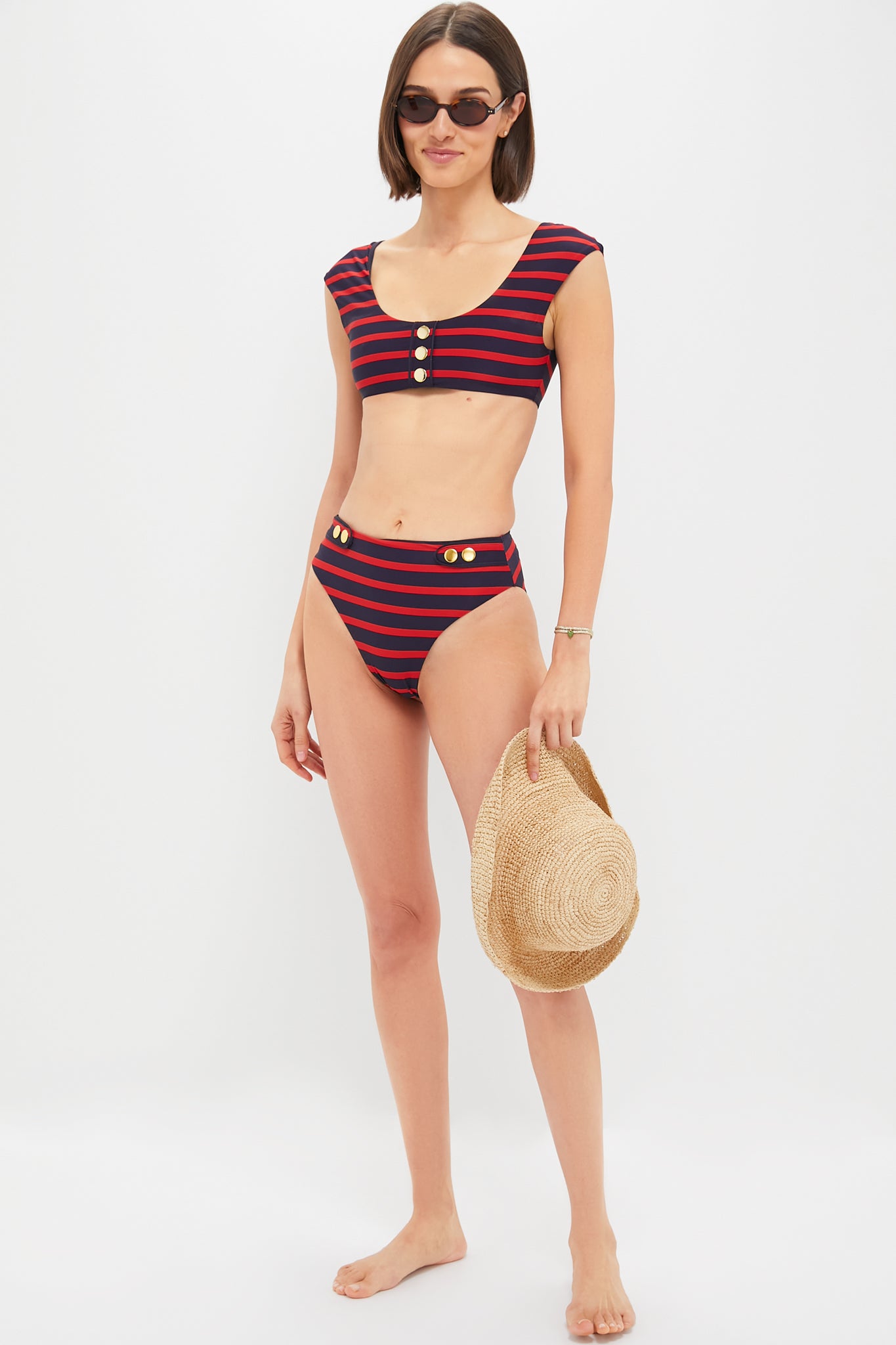 Gold Lurex Cord Bracelet with Mini Green Enamel Heart