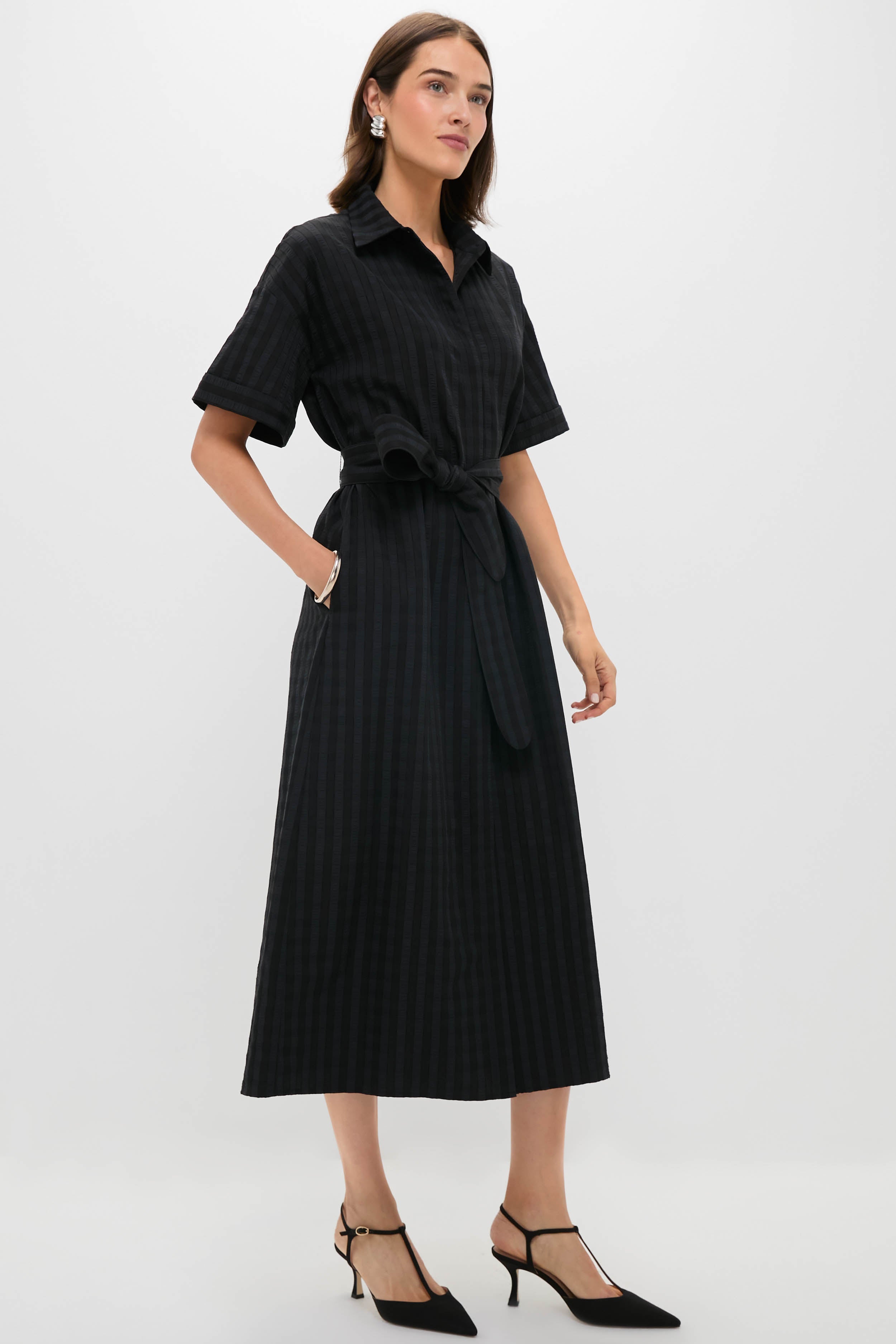 Dress Jodhpur's belt (セレパンティーヌ x ブラック) Black Windowpane Seersucker Zacara Dress | Pomander Place