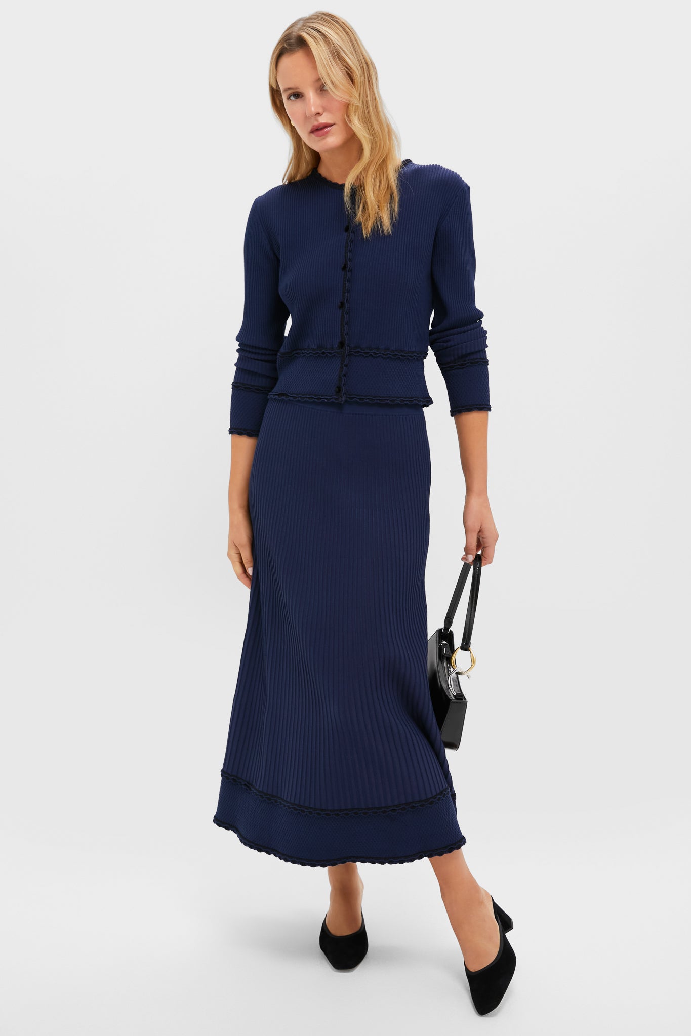 Navy Knit Claudia Midi Skirt | Tuckernuck
