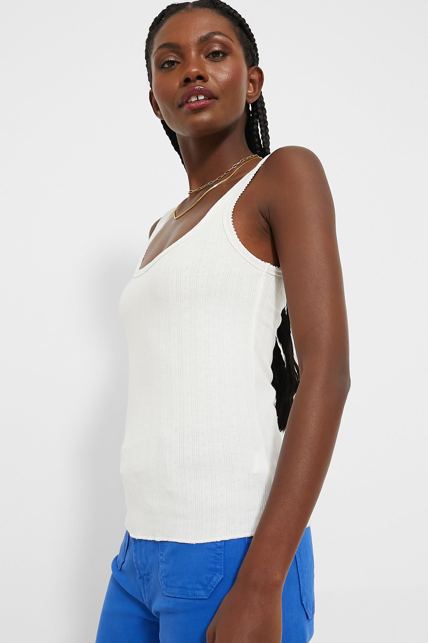 White Pointelle Laura Tank