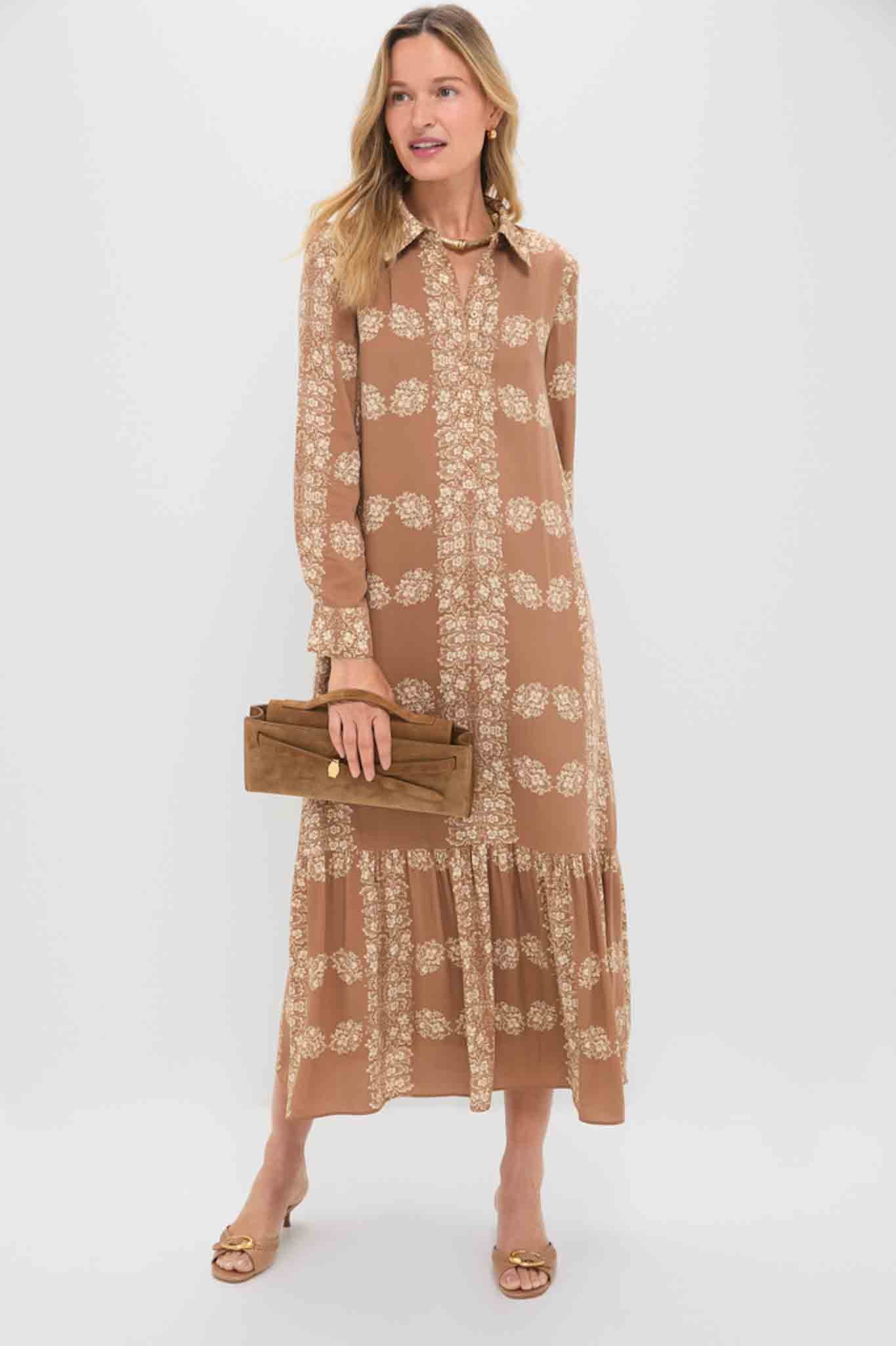 Tan Floral Miller Maxi Shirt Dress | Hyacinth House Tan Floral Miller Maxi Shirt Dress | Hyacinth House
