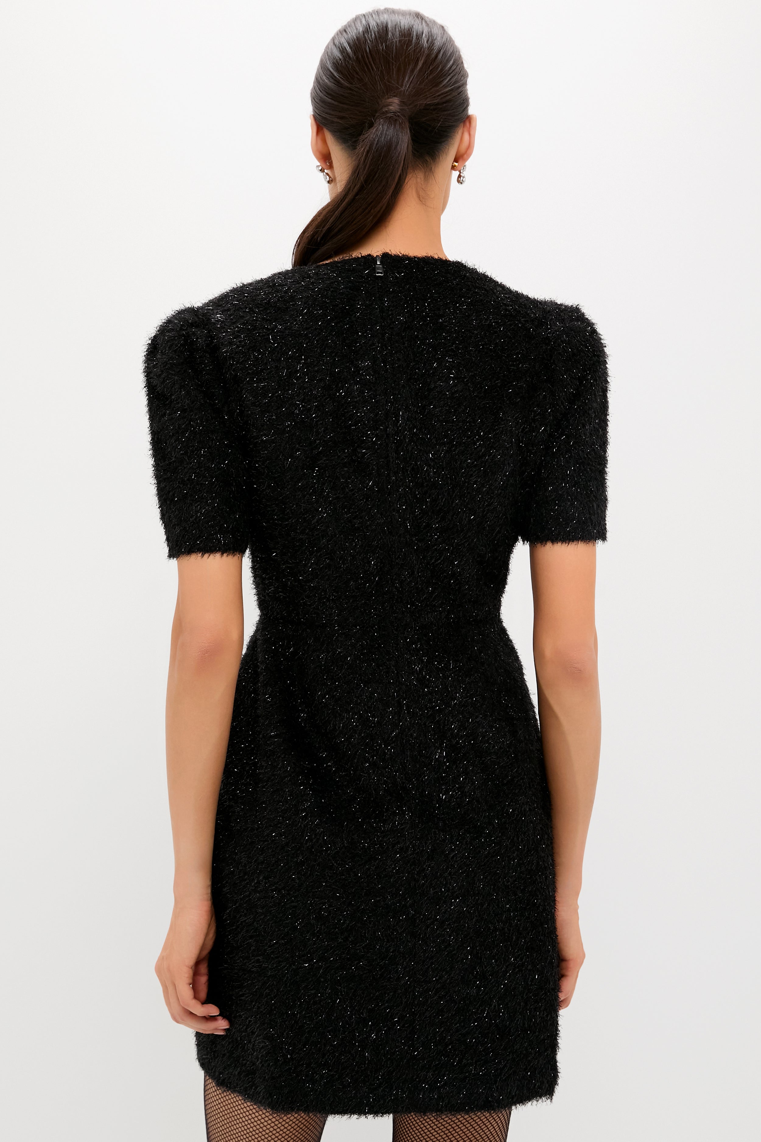 TONNER “Dark Shimmer” T13CJSD02 Black and Silver Tinsel Corrine Dress | Tuckernuck