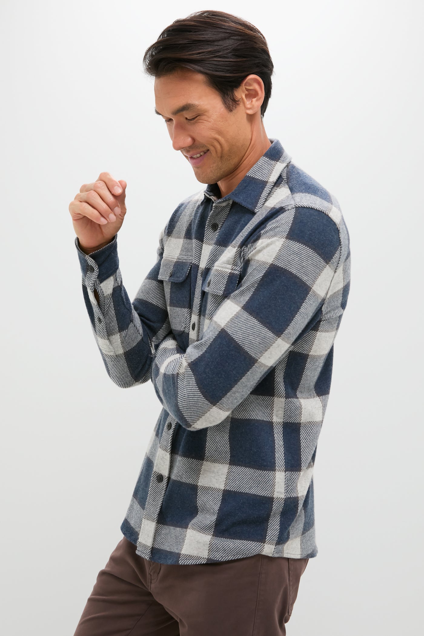 Navy Cloud Plaid Legend Sweater Shirt