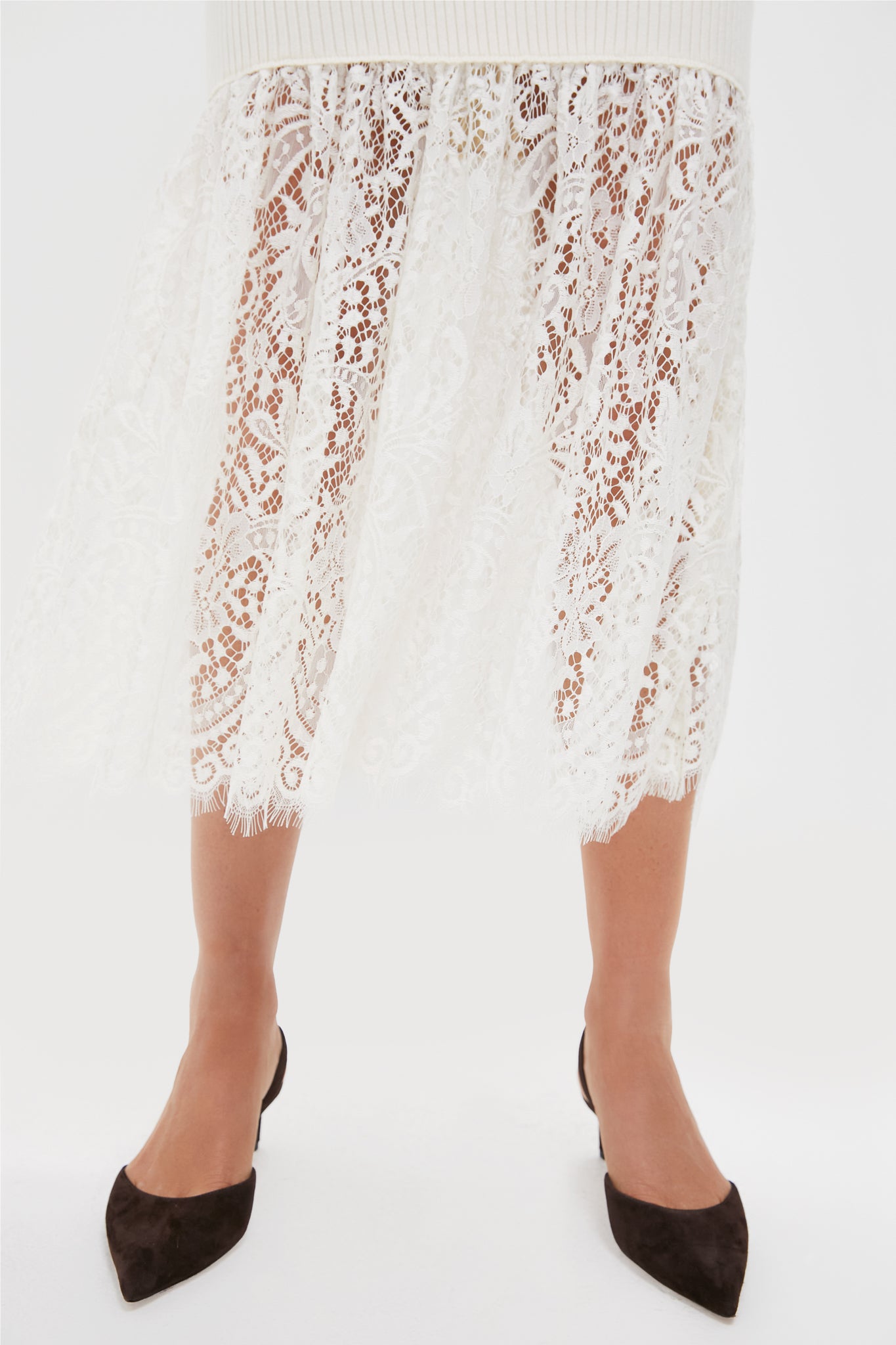 Cream Knit Kori Lace Midi Skirt | Hyacinth House