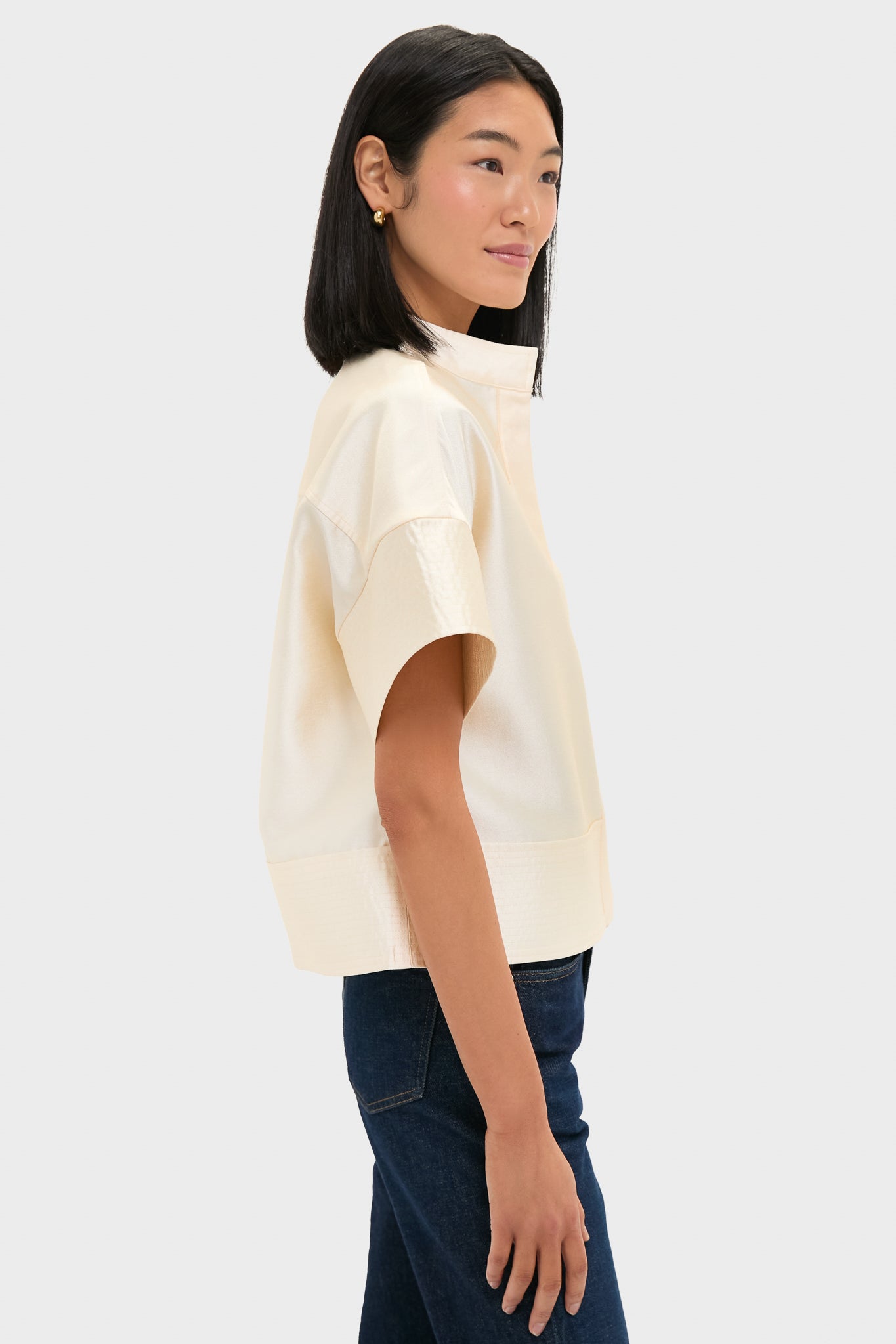 Pearl Dupioni Trapunto Stitch Sofia Shirt