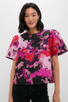Pink and Red Lurex Abstract Jacquard Lyla Blouse