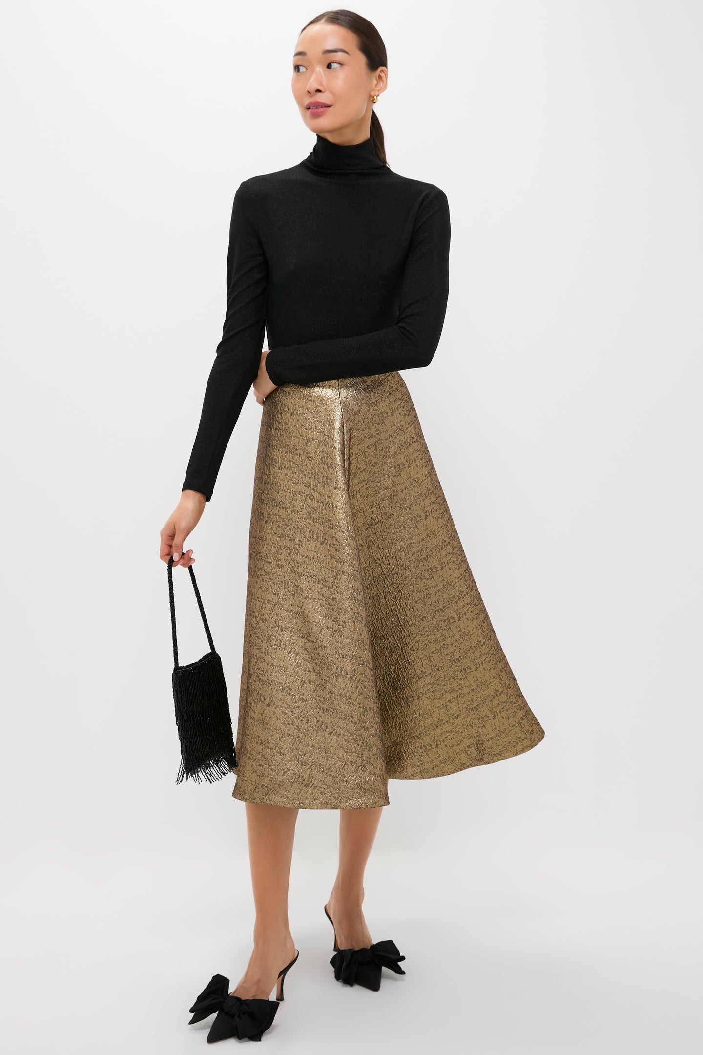 Gold Textured Jacquard Andrea Circle Skirt