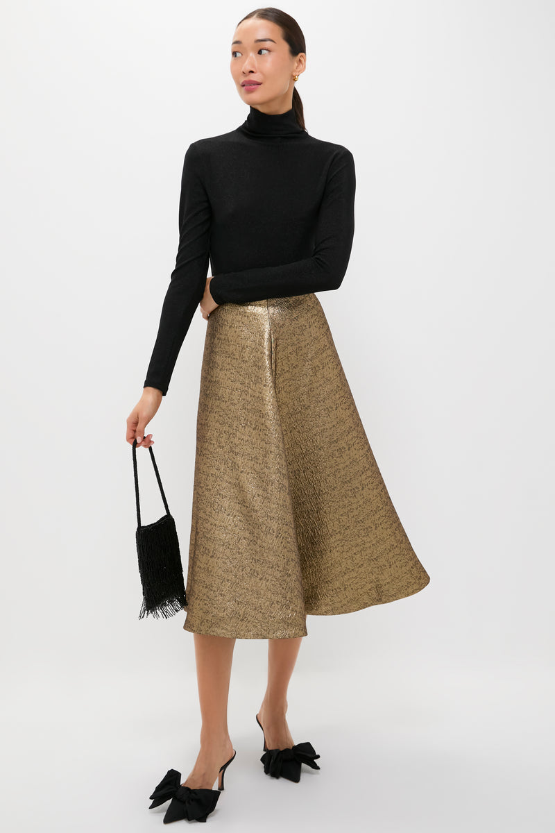 Gold Textured Jacquard Andrea Circle Skirt