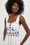 Off-White Cross Stitch Richelieu Sunflower Midi Dress