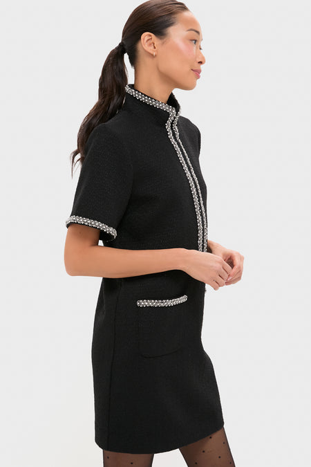 Black Tweed Embellished Ophelia Dress