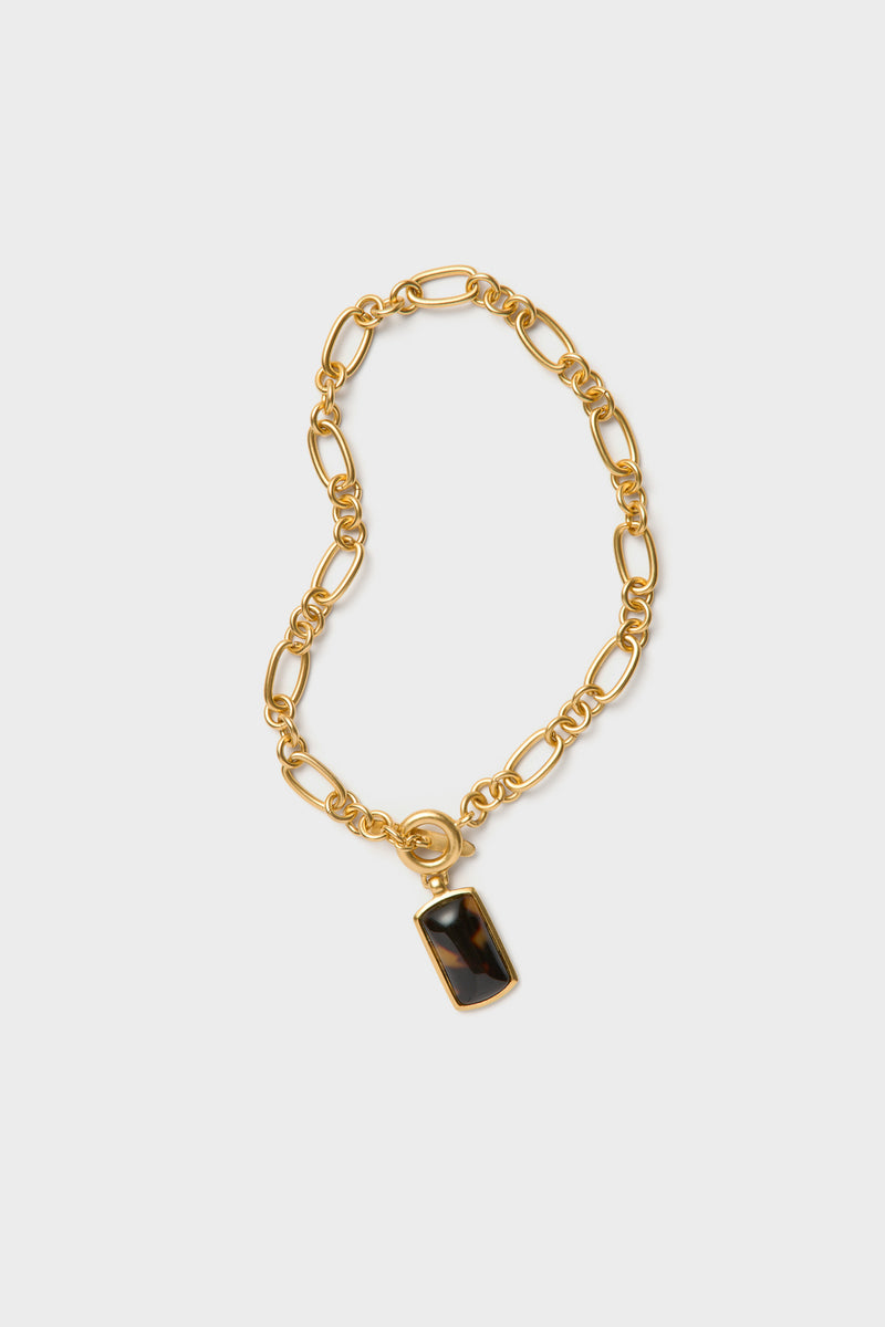 Gold Toggle Necklace with Tortoise Charm