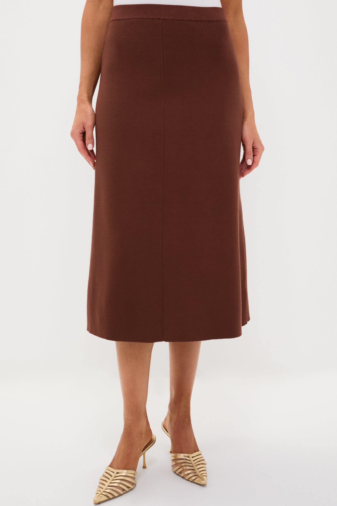 Miniboucle Knit Skirt ブラウン36 Chocolate Brown Knit Philomena Midi Skirt | Hyacinth House
