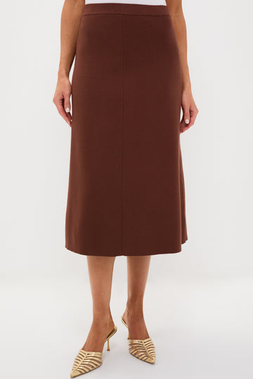 Chocolate Brown Knit Philomena Midi Skirt