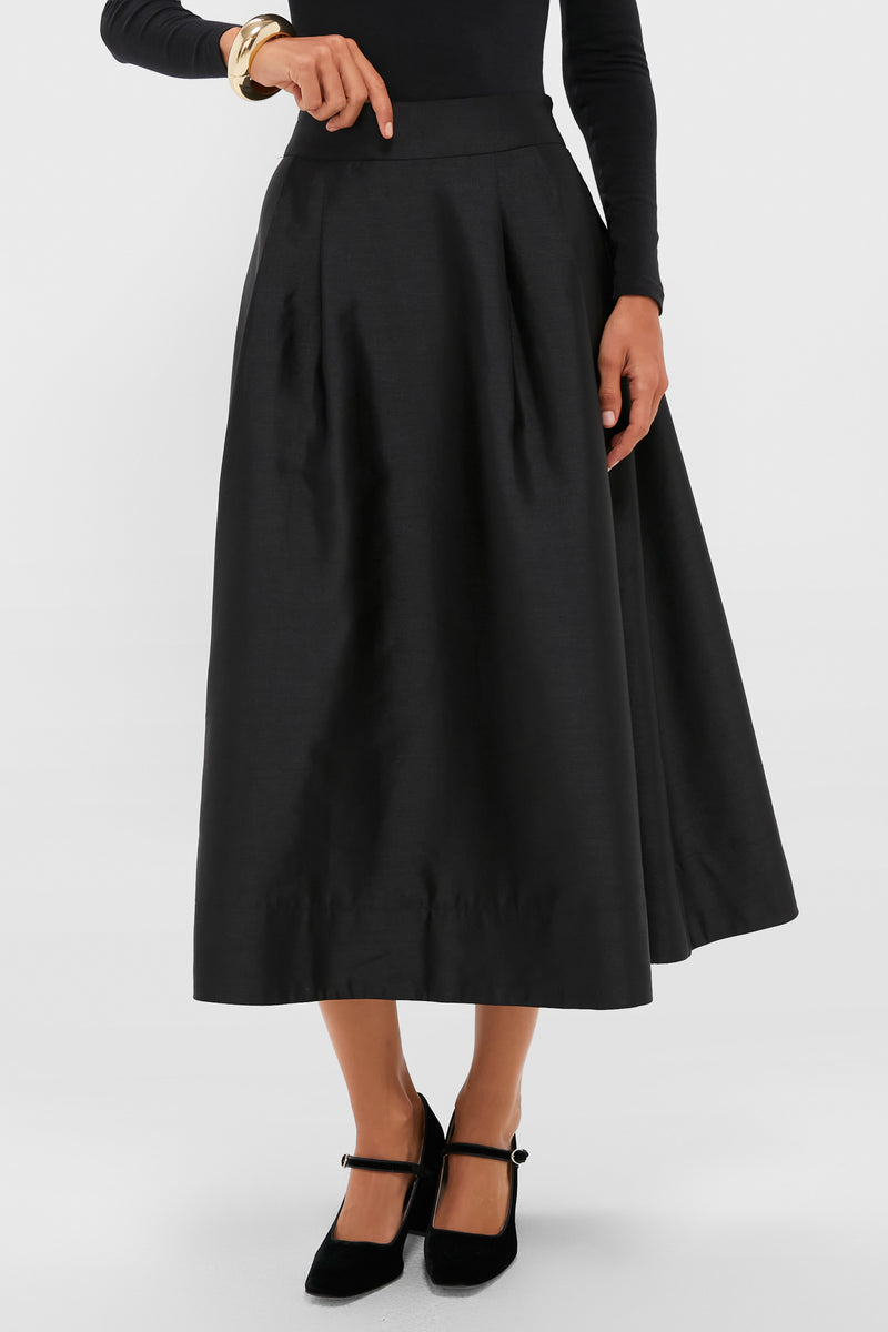 Black Dupioni Kendall Skirt