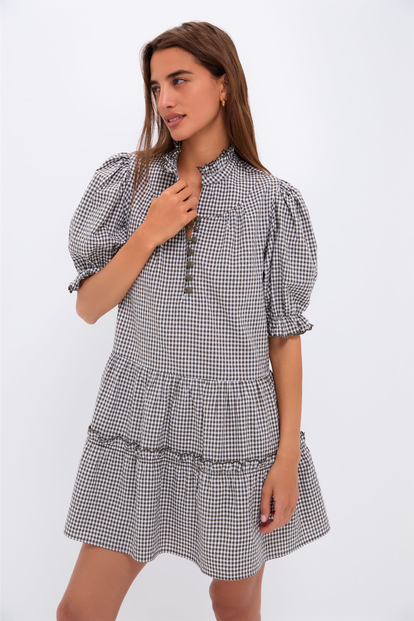 Green Gingham Mini Selena Dress